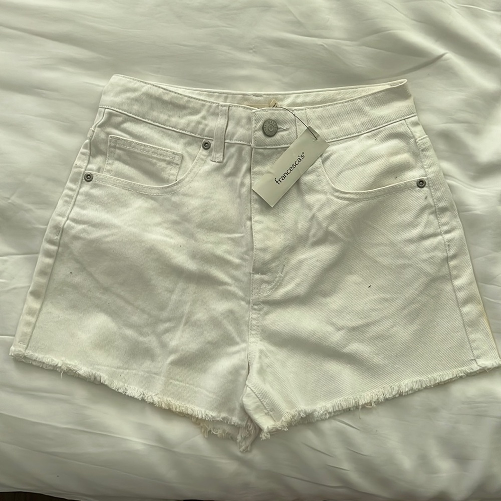 white denim shorts